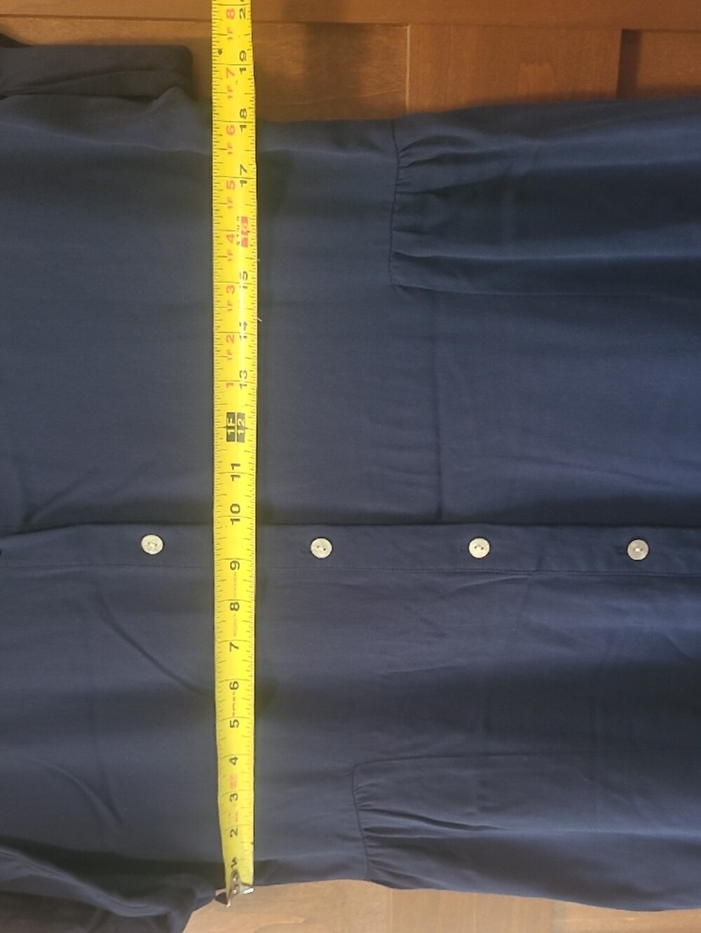 Navy Button-Front Collared Mini Dress with Ruffle Hem - Picture 8 of 8